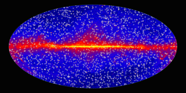 Sky map with AGN positions marked