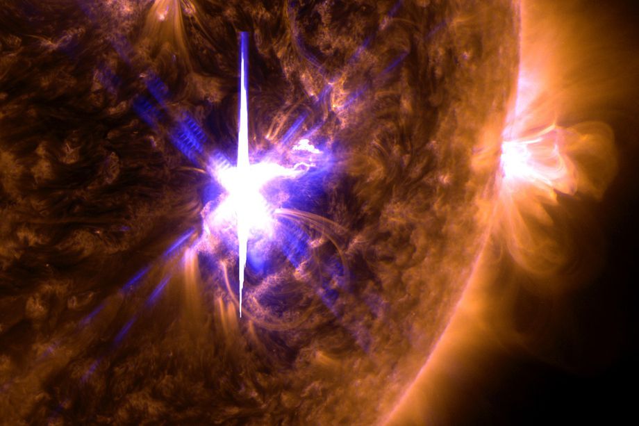 NASA image of a bright solar flare