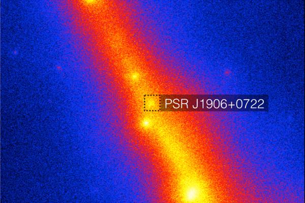 The gamma-ray skymap of the region including the crowd sourced pulsar PSR J1906+0722.