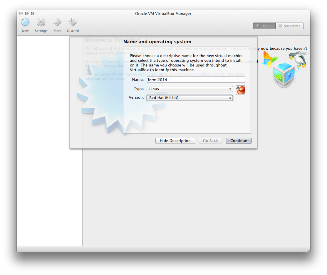 VirtualBox Name and System Popup