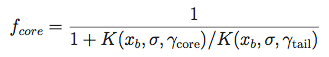 Equation for the PSF including a tail in the distribution