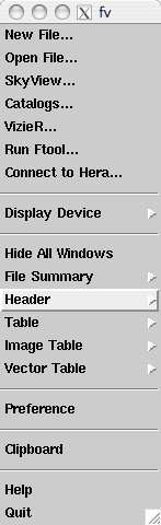 Main fv menu window