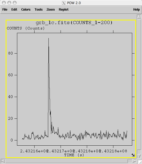 gtbin lightcurve displayed in fv
