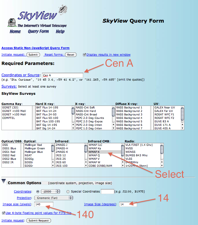 SkyView Query Form